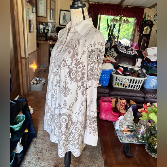 Anna Sui for Target Women's Ivory Lace Long Sleeve Fully Lined Mini Dress S. - Picture 14 of 15